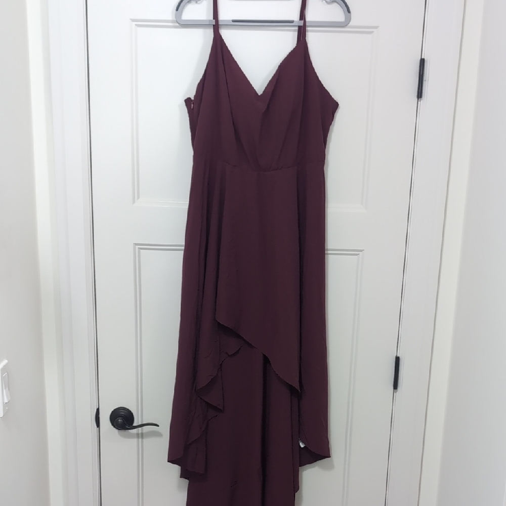 HALARA Asymmetrical Burgundy Dress